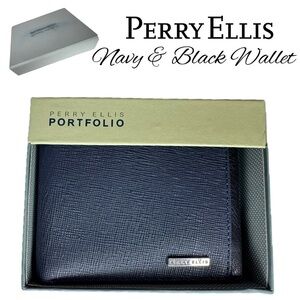 Perry Ellis Midnight Navy & Black Trimmed Men’s Wallet